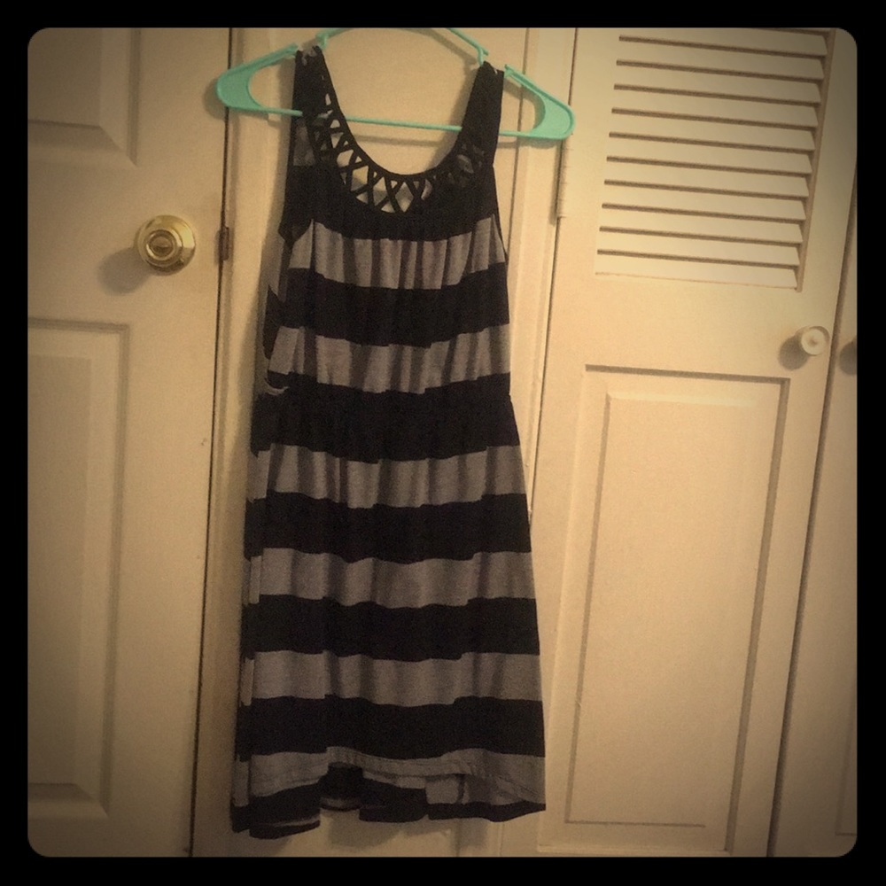Punky black and grey striped dress